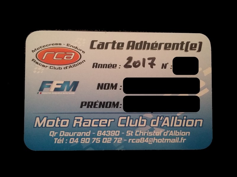 Cartes de membres du RCA